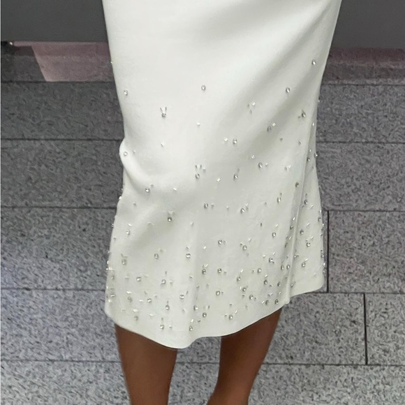 ZARA BEADED KNIT MIDI SKIRT WHITE - Picture 3 of 3